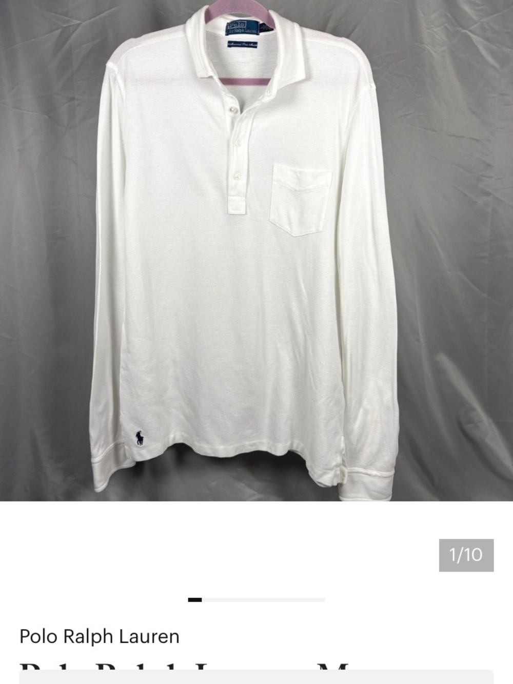 Polo by Ralph Lauren White Long-Sleeve Pocket Polo